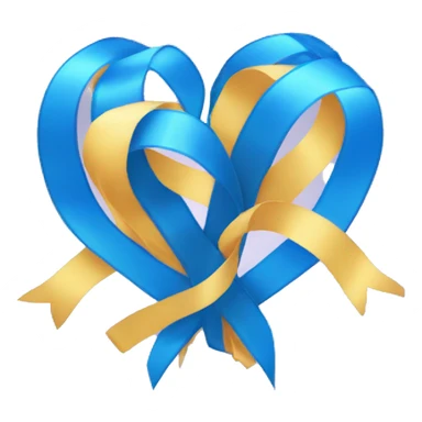Heart shaped blue ribbon with two hands sticker