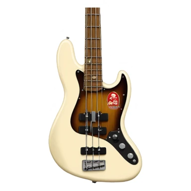 Cream colored fender fretless jazz bass sticker