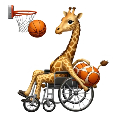 A giraffe in wheelchair playing basketball  sticker