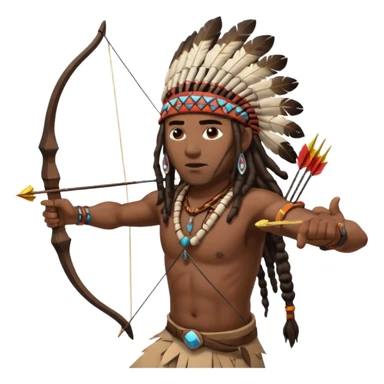 Black American man dark brown with dreads with a American Indian headdress shooting a bow and arrow at a native Indian while he runs  sticker