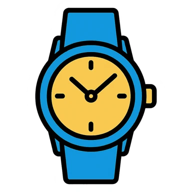 blue watch icon, color outline style sticker