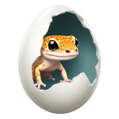Orange leopard gecko emerges from egg sticker