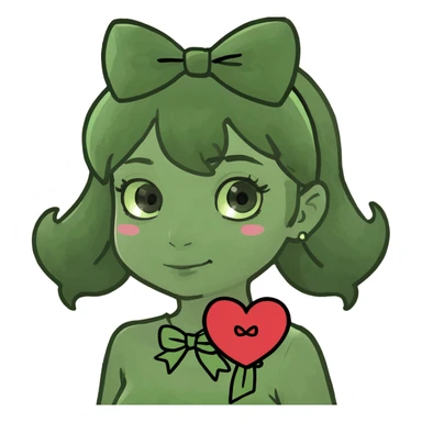 girl with bow and heart sticker