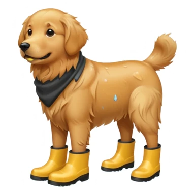 golden retriever with rainboots sticker