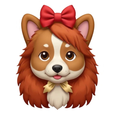very red haired dog with a bow on hair sticker