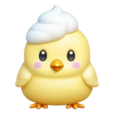 3D emoji of a cute marshmallow Peep chick, pastel yellow, soft and fluffy texture with a sugary sparkle. High-res, glossy emoji style on a white background. sticker