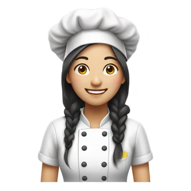 happy asian girl chef long hair sticker