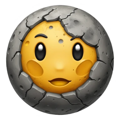 planet Mercury as a round, rocky gray ball covered in pitted marks and rough patches, emoji style sticker