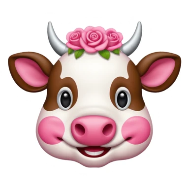 hazme una vaca con manchas rosas estilo cartoon en 2D sticker
