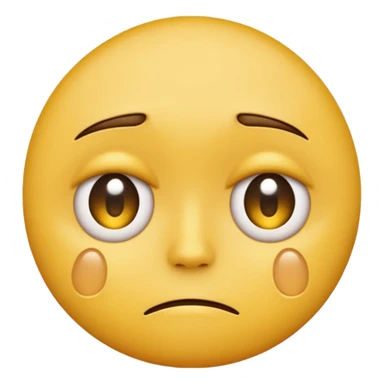 A regular yellow  skin, round face emoji looking straight at me not smilling, just staring with a tear rolling down its cheek sticker
