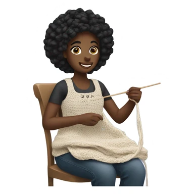 black girl crocheting sticker