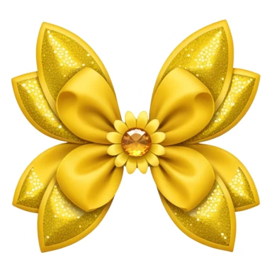 yellow flower bow with glitter sticker