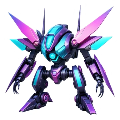  Epic legendary rare glowing mechanical Shiny sparkly transparent bioluminescent luminescent vibrant bright pastel dark exotic iridescent colorful gradients futuristic modern metallic glossy glittery fantasy-cyber-Fakémon-Vernid-mecha-creature sticker