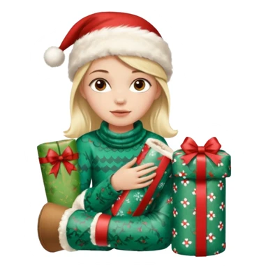 a girl wrapping ugg boots in christmas wrapping paper sticker
