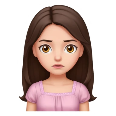 annoyed long brunette hair girl with hazel eyes wearing light pink dress sticker