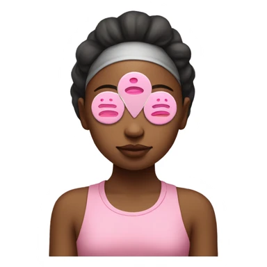 A girl with a pink town on her head meditating with eye patches on sticker