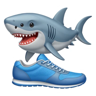Un tiburón con zapatillas azules sticker