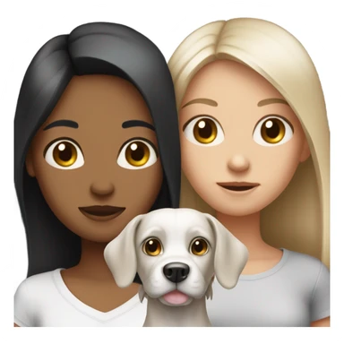 Skinny girl have two dogs that have black and white color sticker