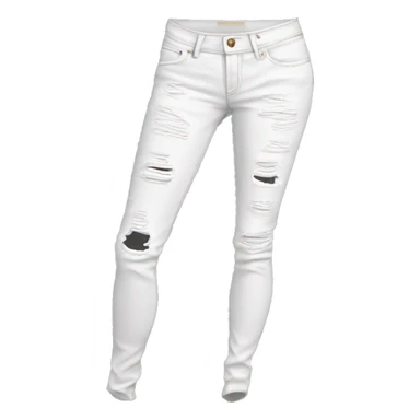 Realistic isolated pair of white distressed ripped fashion jean jegging pants. sticker