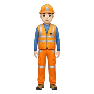 man in orange hi vis vest and chinos, no helmet, standing full body sticker