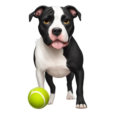 Black white Pit bull with ball sticker
