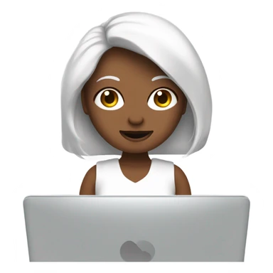 Web design qui porte un pc dans les mains. femme blanche cheveux mi long marrons yeux verts et taches de rousseur sur le nez sticker