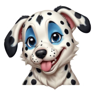 Cinematic Cute Yawning Harlequin Dalmatian Portrait Emoji, Head tilted slightly with a dramatic, wide-open yawn, showcasing a smooth Fur of predominantly white with bold black patches, floppy ears slightly drooping, round blue eyes barely open in drowsy contentment, Simplified yet irresistibly adorable features, highly detailed, glowing with a soft, cozy glow, high shine, relaxed yet expressive, stylized with a touch of whimsy, bright and endearing, soft glowing outline, capturing the essence of a sleepy yet affectionate guardian, so drowsy it feels like it could stretch out of the screen and curl up for a nap! sticker