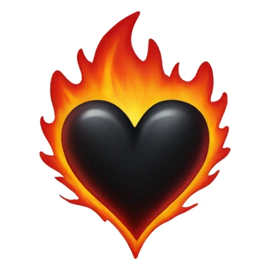Black heart with red flames around it sticker