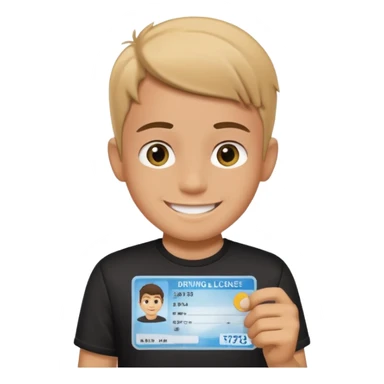 driving license of ipretty bratz emoji of a boy with a black tee sticker