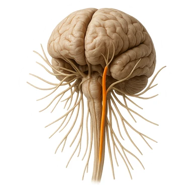 vagus nerve highlighted among other cranial nerves, hyper realistic 4K style, anatomical details, white background sticker