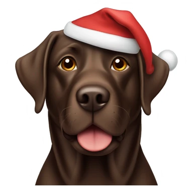 Chocolate Lab wearing a Santa hat sticker