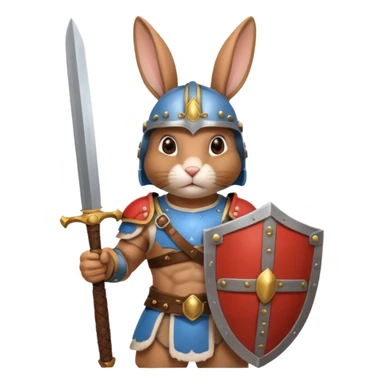 a rabbit Roman Gladiator, half upper  sticker