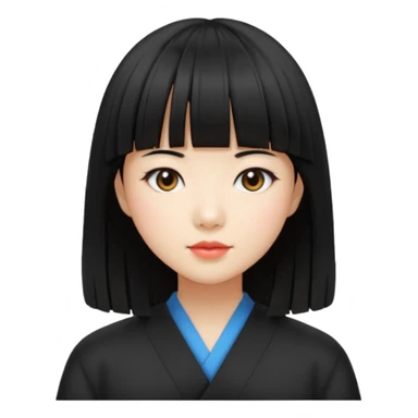 asian girl blunt fringe shoulder length hair sticker