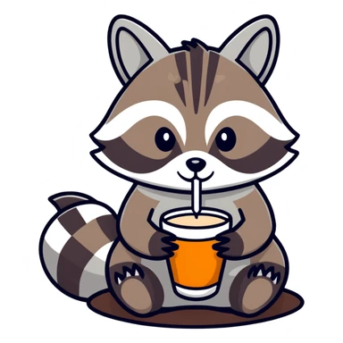 Female raccoon sipping latte and smoking cigarette  sticker