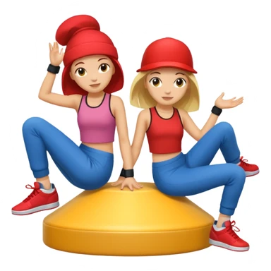 2 girls sitting in breakdance ride of fair  sticker