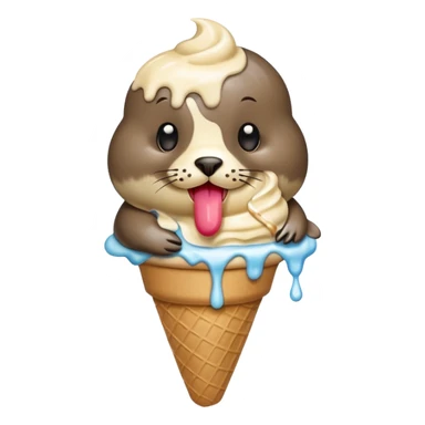 Seal eating ice cream cone sticker