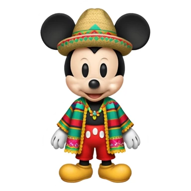Mickey mouse wearing a Mexican cloth  sticker