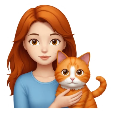 Brunette girl with orange girl cat sticker