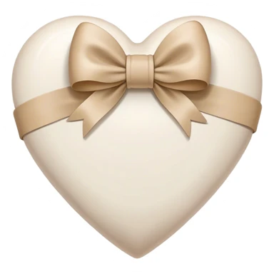 white heart with beige bow sticker