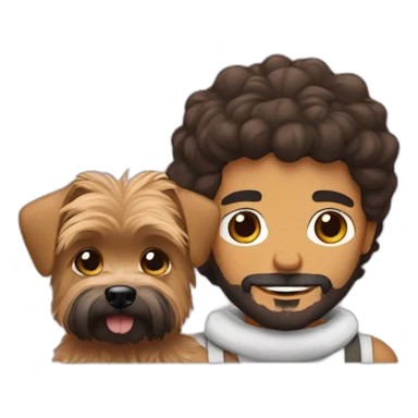Bearded latino with a Yorkie dog sticker