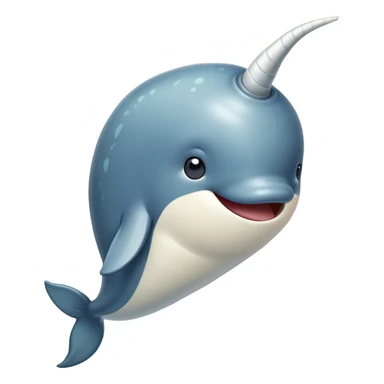 Cinematic Comical Narwhal Portrait Emoji, Head tilted dramatically with an exaggeratedly amused expression, featuring a sleek, elegantly streamlined body with a prominently spiraled ivory tusk and wide, comically expressive eyes full of playful disbelief, Simplified yet hilariously expressive features, highly detailed, glowing with a slightly sassy arctic glow, high shine, dramatic yet playful, stylized with an air of quirky marine mischief, soft glowing outline, capturing the essence of a meme-worthy narwhal that looks ready to side-eye its way into viral fame! sticker