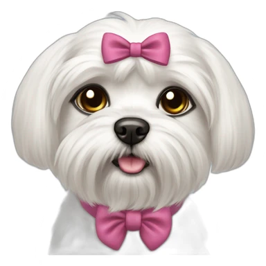 Maltese dog female with a hair bow and black eyes, dark eyes sticker