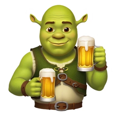 Shrek with a beer sticker