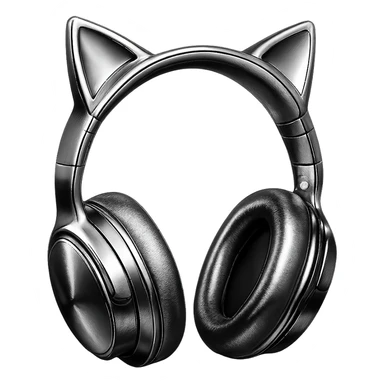 cat ear headphones, pastel goth colors, chrome style sticker