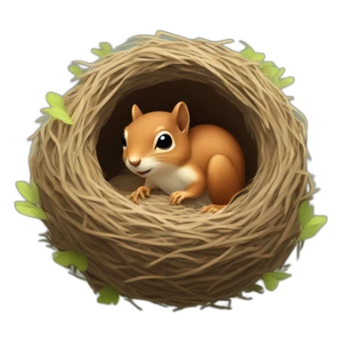 a squirrel is lying in a bird's nest sticker
