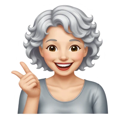 laughing lady short fine silver wavy hair thumb sticker