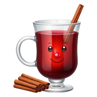 mulled wine in glass cup without straw sticker