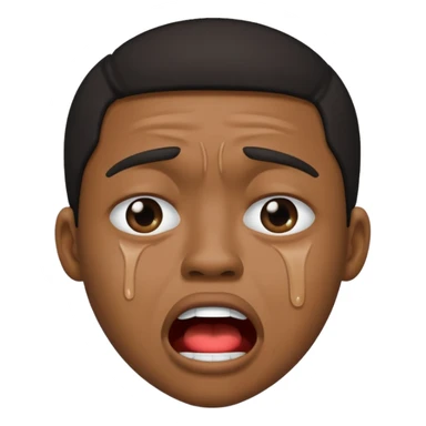 Black person crying with moutj wide open frowning sticker