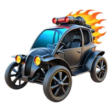 Mad max survival apocalypse ghostly Darth Vader’s Batman-armored 1886 black graphite colored school buggy with horizontal holographic flames painted on the side and neon under glow  sticker