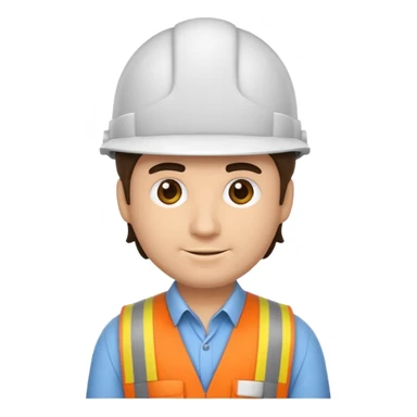 Creo un emoji de un ING civil cabello rizado y casco blanco  que sea hombre y morenito sticker